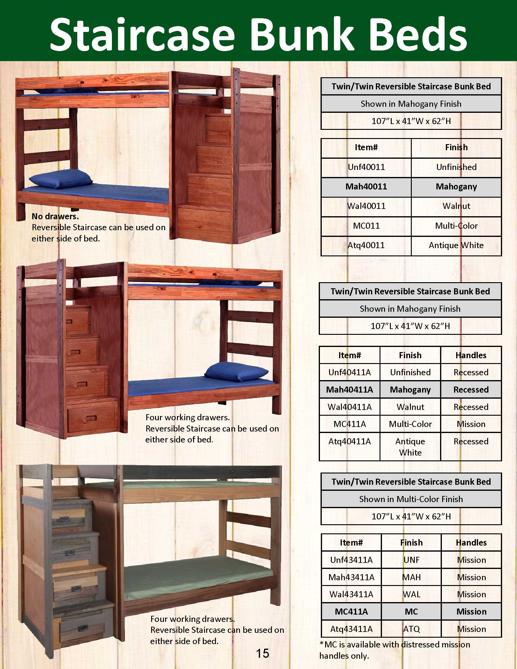 Pine Crafter Furniture - Staircase Bunk Beds